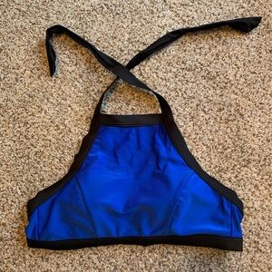Black and Blue Halter Neck Bikini Top